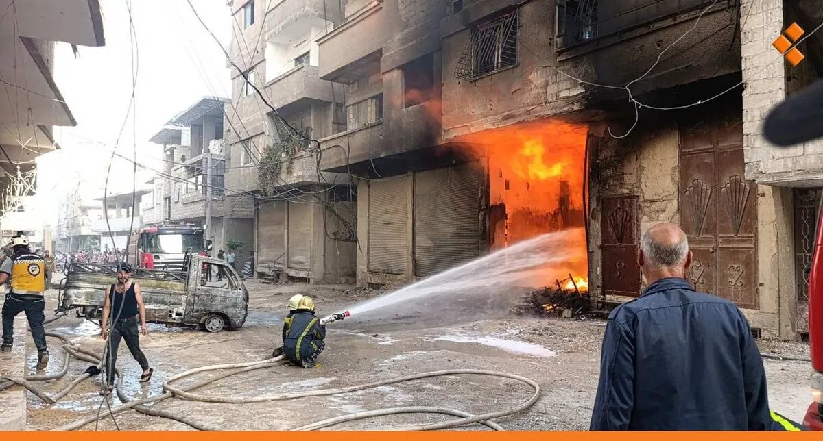 مأساة في ريف دمشق: إصابات خطيرة بحروق في حريق مستودع محروقات
