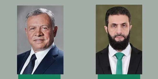 الملك الأردني يعرب عن دعمه لسوريا ويشيد بالتعاون الثنائي في اتصال هاتفي مع الرئيس الشرع