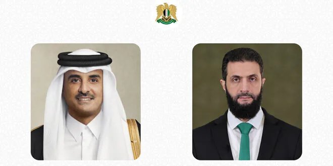 الرئيس الشرع وأمير قطر يتبادلان التهاني بعيد الأضحى ويؤكدان على عمق العلاقات الثنائية