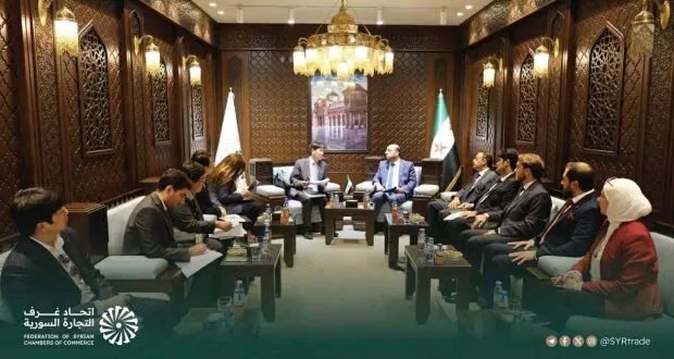 السفير الكوري الجنوبي ورئيس اتحاد غرف التجارة السورية يبحثان تعزيز التعاون الاقتصادي والاستثماري