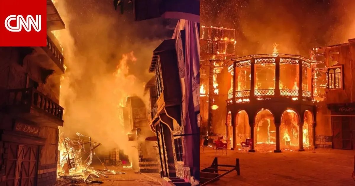 حريق ضخم يلتهم ديكورات مسلسل "النويلاتي" السوري وخسائر تقدر بـ 1.5 مليون دولار
