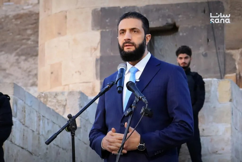 الرئيس الشرع يلقي كلمة في قلعة حلب احتفالاً بذكرى تحرير المدينة