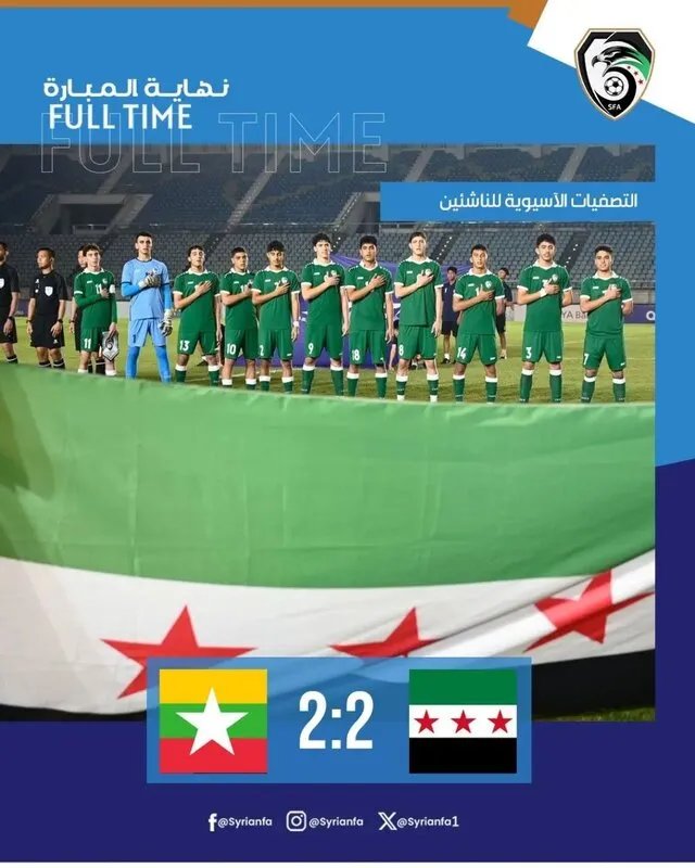 منتخب سوريا للناشئين يودع تصفيات كأس آسيا بتعادل مع ميانمار