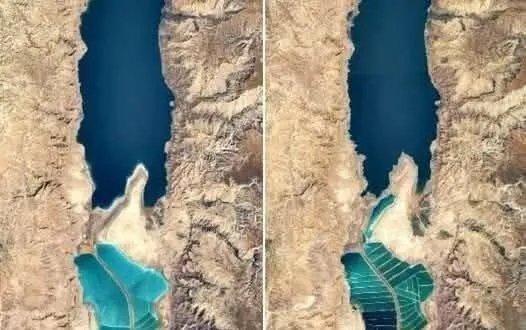 البحر الميت يتقلص: تحولات كارثية تهدد معلمًا تاريخيًا على مدى 90 عامًا